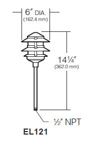 Kim Lighting EL121DB 75W A19 Incadescent 120V Die-Cast Aluminum Louevered Body Landscape Light, Dark Bronze Finish