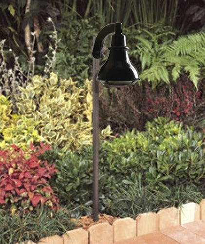 Kim Lighting EL160BL 120 Volt Die-Cast Aluminum, 50W PAR20 Halogen / 60W A-19 Incandescent Landscape Path Bell Light, Black Finish