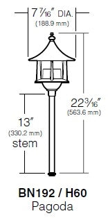 Kim Lighting EL180DB/H60DB 13-inch Stem 60W A19 Incandescent 120V Die-Cast Aluminum Traditional Landscape Light, Aluminum Pagoda Hood, Dark Bronze Finish