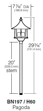 Kim Lighting EL185DB/H60DB 20-inch Stem 60W A19 Incandescent 120V Die-Cast Aluminum Traditional Landscape Light, Aluminum Pagoda Hood, Dark Bronze Finish
