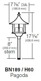 Kim Lighting EL188/3L3KUV/DB/H60DB 8-inch Stem LED 120V Die-Cast Aluminum Traditional Landscape Light, 5.2W, 3 LEDs, 3000K, Aluminum Pagoda Hood, Dark Bronze Finish