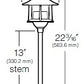 Kim Lighting EL190/3L4KUV/DB/H60DB 13-inch Stem LED 120V Die-Cast Aluminum Traditional Landscape Light, 5.2W, 3 LEDs, 4200K, Aluminum Pagoda Hood, Dark Bronze Finish