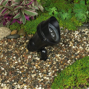 Kim Lighting EL700F3/12L5KUV/BL 120-277V LED Die-Cast Aluminum Landscape Light, Scarab Style, Narrow Flood, 14W, 12 LEDs, 5100K, Black Finish