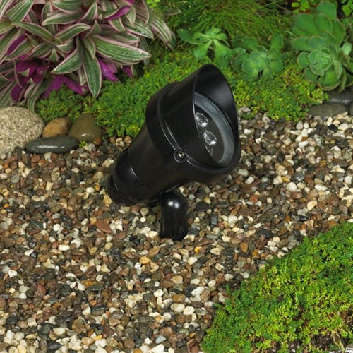 Kim Lighting EL700S3/12L3KUV/BL 120-277V LED Die-Cast Aluminum Landscape Light, Scarab Style, Spot, 14W, 12 LEDs, 3000K, Black Finish