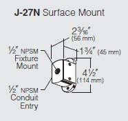 Kim Lighting J-27N/DB Surface Mount Cash Aluminum with 1/2" NPSM Fixture Mount, Dark Bronze Finish