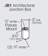 Kim Lighting JB1/GR-P Architectural Junction Box Die-Cast, Low Copper Aluminum with 1/2" NPSM Fixture Mount, Gray Finish