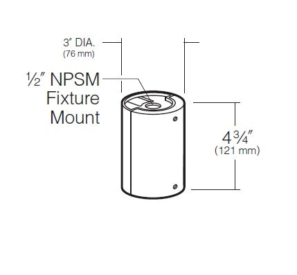 Kim Lighting JB1/LG-P Architectural Junction Box Die-Cast, Low Copper Aluminum with 1/2"NPSM Fixture Mount, Light Grey Finish