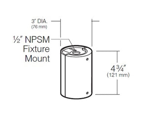Kim Lighting JB1/LG-P Architectural Junction Box Die-Cast, Low Copper Aluminum with 1/2"NPSM Fixture Mount, Light Grey Finish