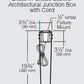 Kim Lighting JBR32 Brass In-grade Staked Junction Box with Cord, Die-Cast Brass with 1/2" NPSM Fixture Mount and Die-Cast Cover