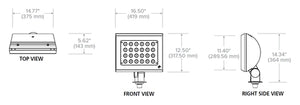 Kim Lighting KFL3-40L-90-4K7-WF-UNV-K-DBT 90W LED Floodlight, 10000 Lumens, 4000K, 70 CRI, Wide Flood Beam Spread, 120-277V, Threaded Knuckle, Dark Bronze Matte Textured