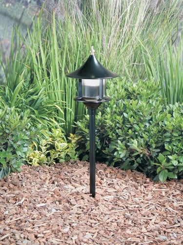 Kim Lighting KLV177DB/H60DB 8-inch Stem 50W MR16 Halogen 120V Die-Cast Aluminum Traditional Landscape Light, Aluminum Pagoda Hood, Dark Bronze Finish