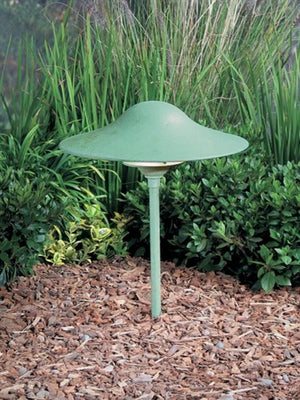 Kim Lighting KLV179VG/H70VG 8-inch Stem 50W MR16 Halogen 12V Brass Traditional Landscape Light, Copper Mushroom Hood, Verde Green Patina
