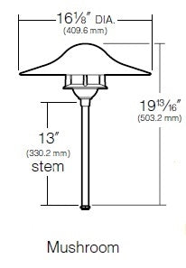 Kim Lighting KLV180DB/H70DB 13-inch Stem 50W MR16 Halogen 12V Die-Cast Aluminum Traditional Landscape Light, Aluminum Mushroom Hood, Dark Bronze Finish