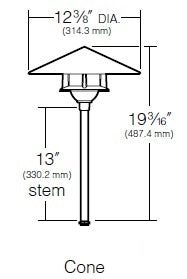 Kim Lighting KLV180DB/H80DB 13-inch Stem 50W MR16 Halogen 12V Die-Cast Aluminum Traditional Landscape Light, Aluminum Cone Hood, Dark Bronze Finish