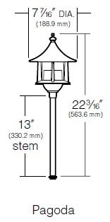 Kim Lighting KLV182VG/H60VG 13-inch Stem 50W MR16 Halogen 12V Brass Traditional Landscape Light, Copper Pagoda Hood, Verde Green Patina Finish