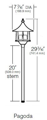 Kim Lighting KLV187NB/H60NB 20-inch Stem 50W MR16 Halogen 12V Brass Traditional Landscape Light, Copper Pagoda Hood, Natural Brass Finish