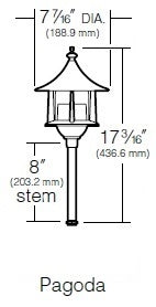 Kim Lighting KLV189/3L5K/NB/H60NB 8-inch Stem LED 12V Brass Traditional Landscape Light, 5.2W, 3 LEDs, 5100K, Copper Pagoda Hood, Natural Finish