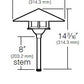 Kim Lighting KLV189/3L5K/NB/H80NB 8-inch Stem LED 12V Brass Traditional Landscape Light, 5.2W, 3 LEDs, 5100K, Copper Cone Hood, Natural Finish