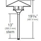 Kim Lighting KLV190/3L3K/DB/H80DB 13-inch Stem LED 12V Die-Cast Aluminum Traditional Landscape Light, 5.2W, 3 LEDs, 3000K, Aluminum Cone Hood, Dark Bronze Finish