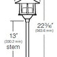 Kim Lighting KLV190/3L4K/GR/H60GR 13-inch Stem LED 12V Die-Cast Aluminum Traditional Landscape Light, 5.2W, 3 LEDs, 4200K, Aluminum Pagoda Hood, Verde Green Finish