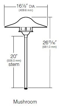 Kim Lighting KLV195/3L3K/DB/H70DB 20-inch Stem LED 12V Die-Cast Aluminum Traditional Landscape Light, 5.2W, 3 LEDs, 3000K, Aluminum Mushroom Hood, Dark Bronze Finish