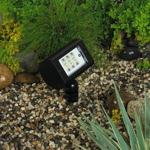Kim Lighting KLV216BL 12V Die-Cast Aluminum Micro Flood Landscape Light, 20W-50W MR16 Halogen, Black Finish