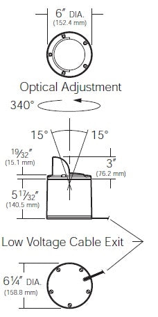 Kim Lighting KLV366/3L3K/BL LED 12V Die-Cast Aluminum In-Grade Minvault Landscape Light with Half Shield Lens Ring, 3.6W, 3 LEDs, 3500K, Black Finish