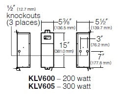 Kim Lighting KLV600 200W One Circuit 120V to 12-15V Multi-Tap Low Voltage Magnetic Above-Grade Transformer, Dimmable, Stainless Steel Enclosure