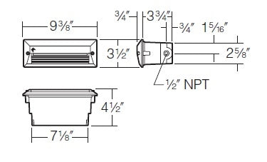 Kim Lighting KLV807/3L5K/GR LED 12V Die-Cast Aluminum Rectangle Landscape Step Light, 5.3W, 3 LEDs, 5100K, Verde Green Finish