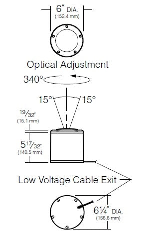 Kim Lighting LTV765/3L3K/HS60 LED 12 Volt Die-Cast Brass In-Grade Minivault Landscape Light, with Half Shield Lens Ring, 3.6W, 3 LEDs, 3000K, Natural Brass Finish