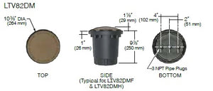 Kim Lighting LTV82DMF18L5KUVRCA82 Landscape In-Grade Light vault 8 Directional Marker, 10-3/8" Diameter, Full Distribution, 18 LEDs, 5000K, 120-277V, with Rebar Cage Anchor