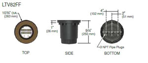 Kim Lighting LTV82FFNF18L4KUVPLRCA82 Landscape In-Grade Light vault 8 Flat Frame, 10-3/8" Diameter, Narrow Flood Distribution, 18 LEDs, 4000K, 120-277V, Prismatic Lens, with Rebar Cage Anchor