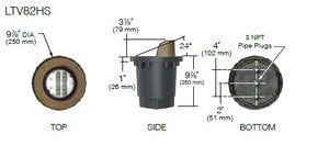 Kim Lighting LTV82HSSP18L4KUVPLRCA82 Landscape In-Grade Light vault 8 Half Shield, 10-3/8" Diameter, Spot Distribution, 18 LEDs, 4000K, 120-277V, Prismatic Lens, with Rebar Cage Anchor