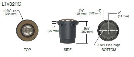 Kim Lighting LTV82RGNF18L3KUVPL Landscape In-Grade Light vault 8 Rock Guard, 10-3/8" Diameter, Narrow Flood Distribution, 18 LEDs, 3000K, 120-277V, Prismatic Lens