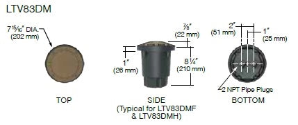 Kim Lighting LTV83DMF12L5KUV Landscape In-Grade Light vault 8 Directional Marker, 7-15/16" Diameter, Full Distribution, 12 LEDs, 5000K, 120-277V