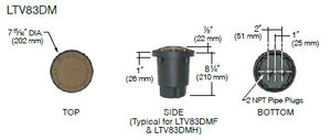 Kim Lighting LTV83DMH6L5KUVRCA83 Landscape In-Grade Light vault 8 Directional Marker, 7-15/16" Diameter, Half Distribution, 6 LEDs, 5000K, 120-277V, with Rebar Cage Anchor