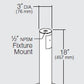 Kim Lighting SM18/BL Stanchion Mount, 3" OD by 0.188" Wall Cast Aluminum with 1/2" NPSM Fixture Mount and Hand Hole with Flush Cover, Black Finish