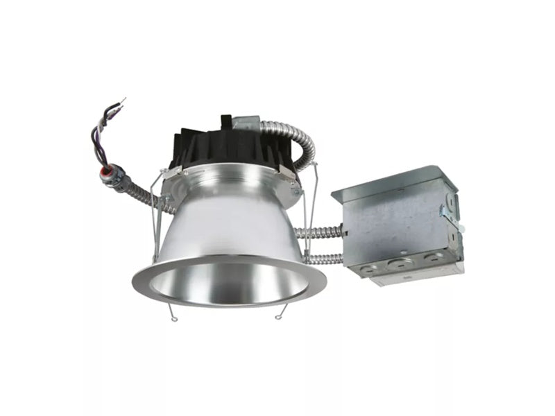 Portfolio LDRT6C309035D010W1LI 6" Retrofit Round LED Downlight, 3000 Lumens, 90 CRI, 3500K, 120-277V, 0-10V 1% Dimming, Wide, Spun Aluminum Self-Flanged Trim, Specular Clear Trim Finish