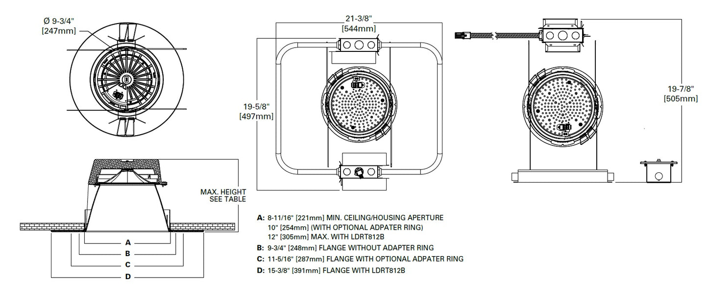 Portfolio LDRT8B1201D010  8" LED Downlight Retrofit, 12000 Lumens, 0-10V Dimming to 1%, 120-277V