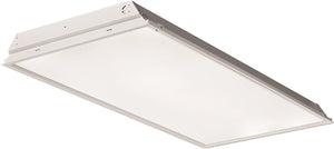 Lithonia 2TL4 48L FW A19 EZ1 E10WLCP LP8354800 Lumens, Flush Aluminum White Door, #19 Pattern Acrylic Lens, eldoLED Dims to 1%, EM Self-Diagnostic Battery Pack, 3500K Color Temperature