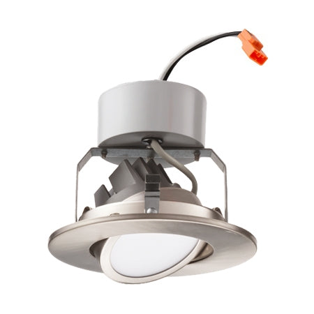 Lithonia 4G1BN LED 27K 90CRI M6 480 Lumens 4 inch LED Recessed Downlight, 8 Watts, 2700K, 90 CRI, Brushed Nickel, 50 Watt Equal, Less Medium Base Socket Adapter