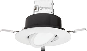 Lithonia 6JBK ADJ 40K 90CRI MW Round Adjustable Direct-Wire Canless LED Recessed Downlight, 4000K Color Temperature, 11W, 845 Lumens, 90 CRI, Matte White