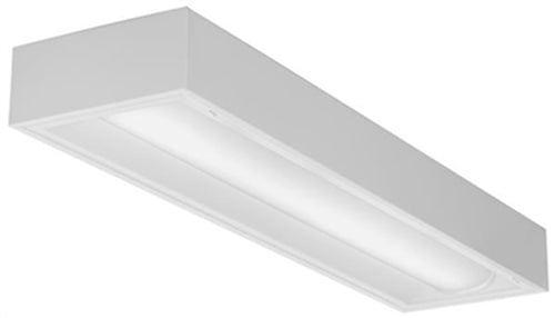 Lithonia BLTX4 30L ADP GZ10 E10W LP840 1'x4' Surface Mount LED Light, 3000 Lumens, Curved Linear Prisms Diffuser, 0-10V Dims to 10%, 82 CRI, 4000K, 10W Emergency Battery Pack