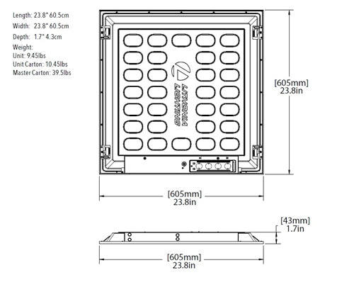 Lithonia CPX 2X2 ALO7 SWW7 IE10WCP 2'X2' Switchable LED Flat Panel, 3500K/4000K/5000K Switchable Color Temperature, 120-277, with Battery