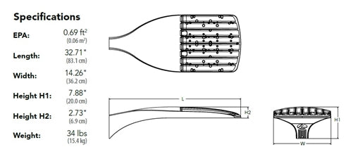 Lithonia DSX1 LED P4 AMBLW AMCRI BLC4 MVOLT RPA PIR DDBXD Area Light P4 Forward Optics, AMCRI Rendering Index, Type IV Backlight Control, 120-277V, Round Pole Mounting, High/Low, Motion/Ambient Sensor, Dark Bronze
