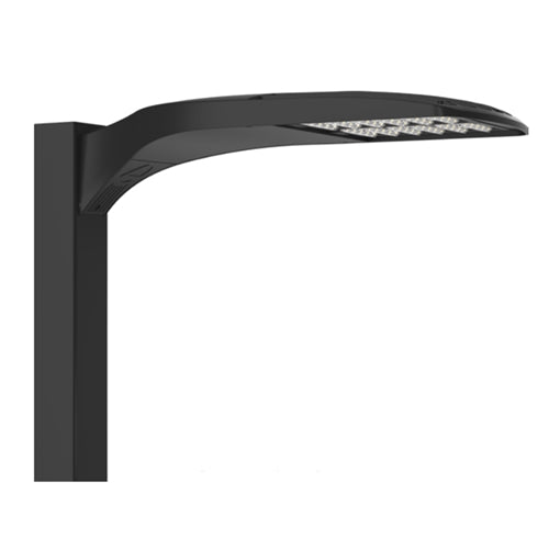 Lithonia DSX1 LED P10 50K 70CRI TFTM MVOLT SPA HS L90 DBLXD 101W LED Area Light, P10 Rotated Optics, 5000K, 70 CRI, Forward Throw Medium Distribution, 120-277V, Square Pole Mounting, Houseside Shield, Left Rotated Optics, Black