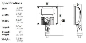 Lithonia DSXF1 LED P2 50K WFL 277 IS PE DDBXD 42W D-Series Size 1 LED Floodlight, P2 Performance Package, 5000K Color Temperature, Wide Flood Distribution, 277V, Integral Slipfitter, Button Photocontrol, Dark Bronze Finish