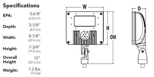 Lithonia DSXF1 LED P2 40K WFL MVOLT THK DNAXD 42W D-Series Size 1 LED Floodlight, P2 Performance Package, 4000K Color Temperature, Wide Flood Distribution, 120-277V, Knuckle With 1/2" NPS Threaded Pipe, Natural Aluminum Finish