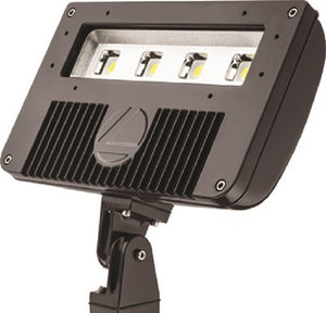 Lithonia DSXF2 LED P3 30K WFR 120 YKC62 PEX DDBXD 102W D-Series Size 2 LED Floodlight, P3 Performance Package, 3000K, Rectangular Wide Flood, 120V, Yoke With 16-3 SO Cord, Adjustable Photocontrol External Threaded, Dark Bronze Finish