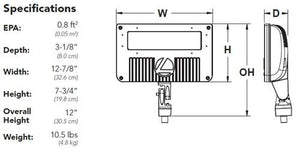 Lithonia DSXF2 LED P3 50K WFL MVOLT YKC62 DNAXD 102W D-Series Size 2 LED Floodlight, P3 Performance Package, 5000K Color Temperature, Wide Flood Distribution, 120-227V, Yoke With 16-3 SO Cord, Natural Aluminum Finish